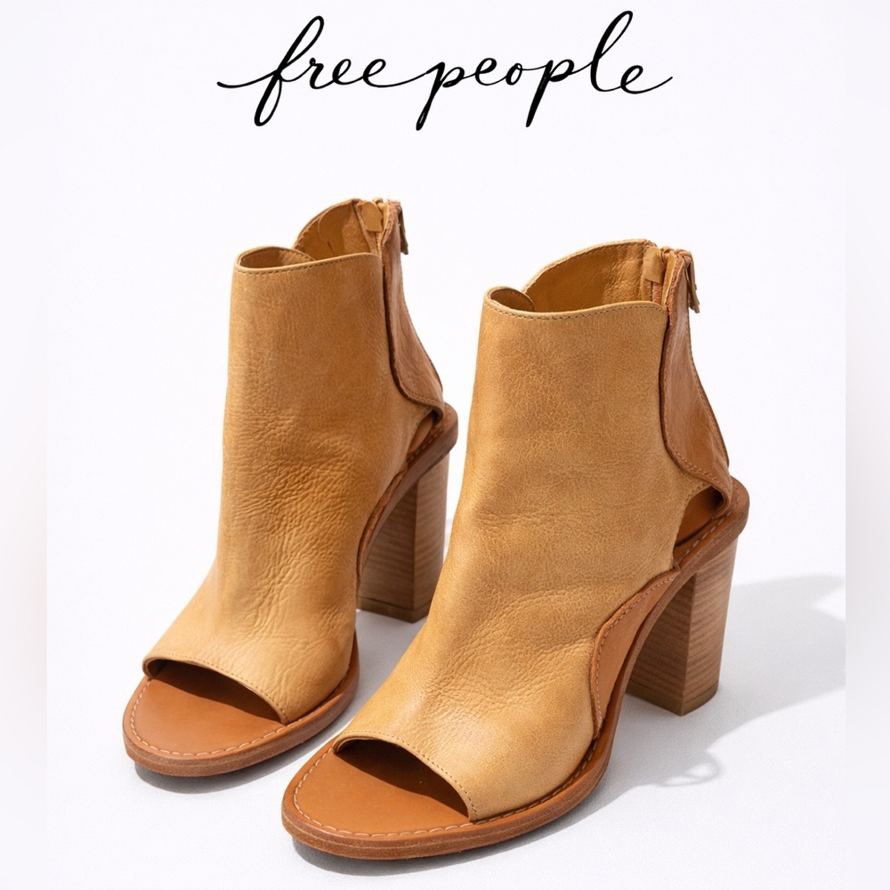 Free People Camel Open-Toe‎ Heeled Boots